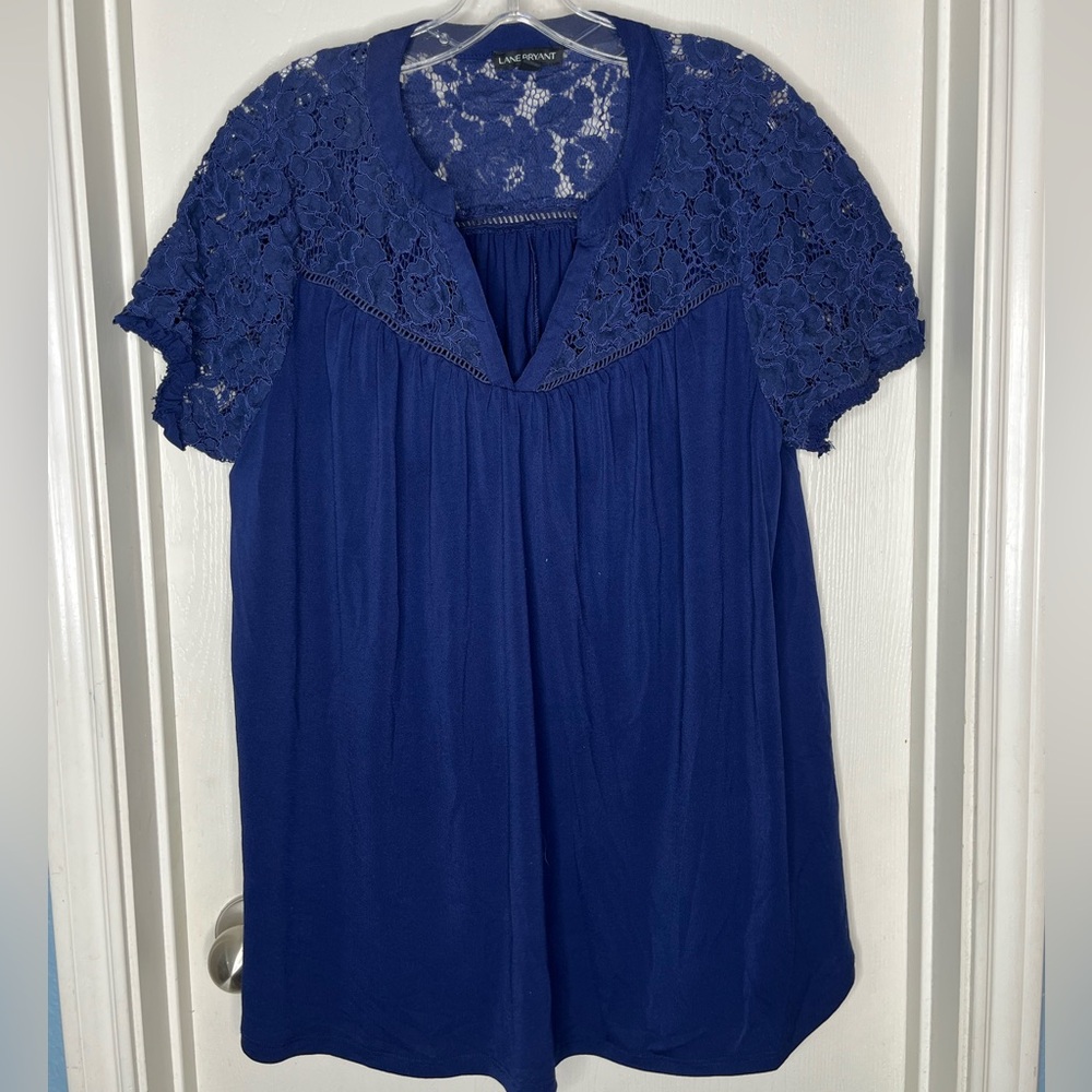 Lane Bryant Royal Blue Lace Blouse Top